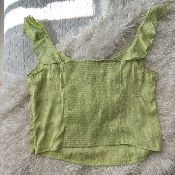 Free People Citrine Combo Ruffle Flutter Sleeve Top Size L - NWT - Picture 6 of 14